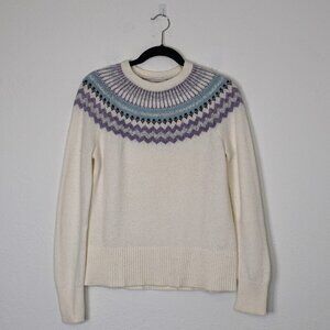Ann Taylor Loft Fair Isle Sweater Sz S Crew Neck Wool Blend Nordic Holiday Ski